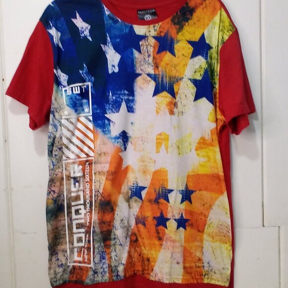 Switch Shirt Men L Short Sleeve NY 2016 Stars Red Blue Orange - Picture 2 of 15